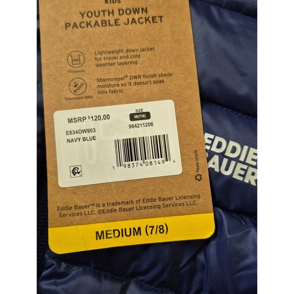Eddie Bauer down packable jacket size 7/8 medium boys - Picture 5 of 5